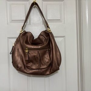 B Makowsky rose gold metallic Leather Hobo Bag. Very beautiful